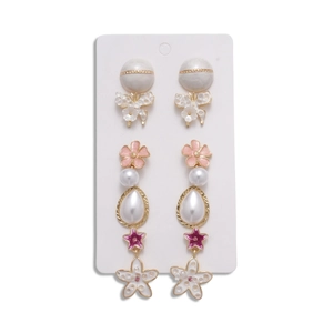 10-piece floral drop earrings set with faux pearls and crystals on white display card