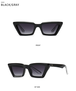 Cat-Eye-Sonnenbrille mit springendem Leoparden-Bügeldesign und grauen Gläsern in Schwarz