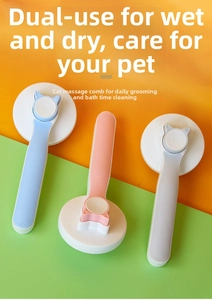 Set di tre spazzole per massaggio animali in blu, rosa e grigio con orecchie di gatto