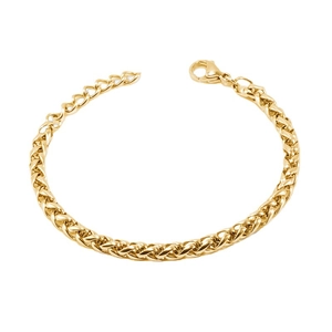 Classic 18K gold plated stainless steel wheat chain bracelet with secure lobster clasp