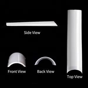 XXL white extra long C-curve square nail tips shown in four professional views