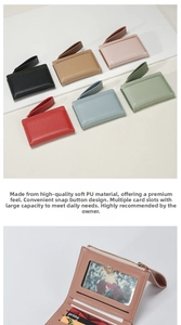 Detail of multi-slot PU leather wallet showing internal card slots and snap closure