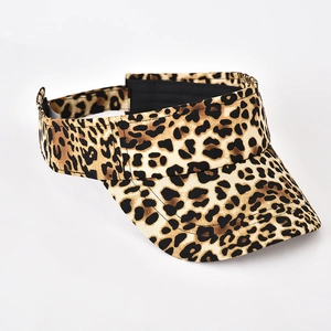 Fashionable leopard print open top sun visor hat for outdoor sports and sun protection