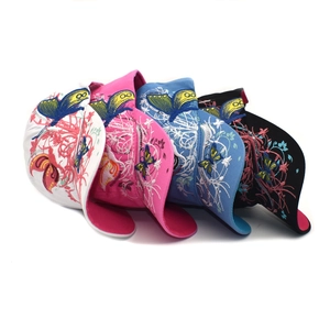 Fashionable cotton baseball caps with butterfly floral embroidery in four colors