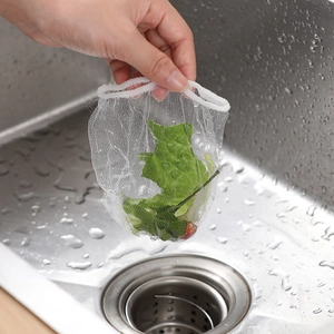 Kitchen sink strainer mesh bag for collecting food waste and preventing drain clogs