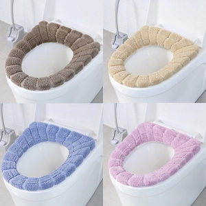 Thickened knit pumpkin pattern toilet seat covers in coffee, beige, blue and pink