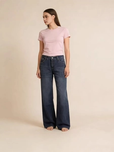 Wide Leg Jeans Women Cotton Denim Low Waist Loose Fit Washed Vintage Blue Streetwear Casual Retro Denim Trousers