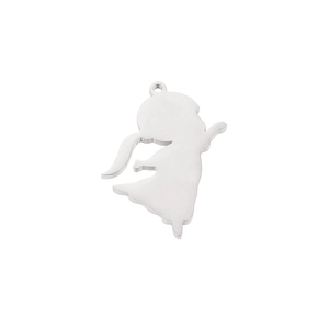 Polished stainless steel girl silhouette pendant with sparkling stone detail