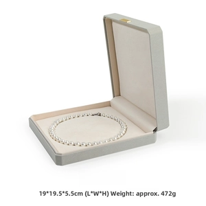 Premium grey octagonal jewelry packaging box for pearl necklaces, 19x19.5x5.5cm size