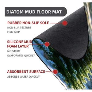 Detail showing the layered structure of the absorbent diatom mud bath mat with rubber base