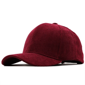 Close-up of the vintage corduroy texture on this dark burgundy classic baseball cap