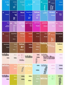 Detailed color chart for dual-tip art markers showing shades from blue to green tones