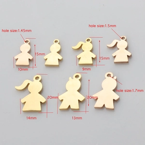 Gold and rose gold stainless steel boy girl silhouette pendants with measurements
