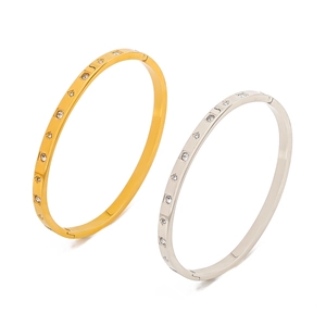 Fashionable gold and silver stainless steel star bangles with zircon inlay for women