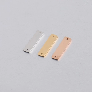 Rectangle Bar Pendants 304 Stainless Steel Mirror Polished Blank Tag Charms DIY Jewelry Making Single Double Hole