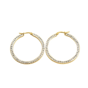 Classic 18k gold plated stainless steel hoop earrings with sparkling crystal pavé setting