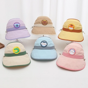 Adjustable kids sun visor hat with cartoon animal badges in six various colors