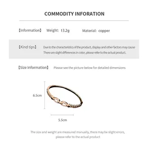 Size chart for 18K gold plated double ring bangle with dimensions and copper material specs
