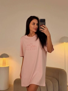 T-Shirt Femme Oversize Rose En Coton Col Rond Manches Courtes Imprimé Lettres Streetwear Décontracté Haut Long Ample