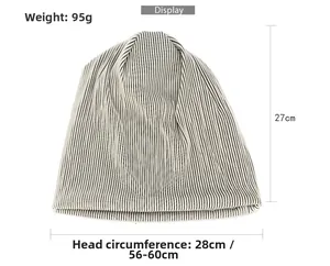 Spécifications de taille pour bonnet rayé avec poids de 95g et tour de tête 56-60cm