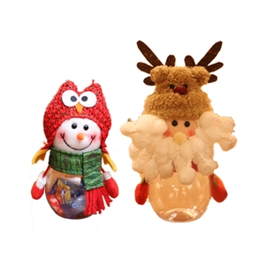 Christmas reindeer and snowman plush candy jars for creative holiday window decorations