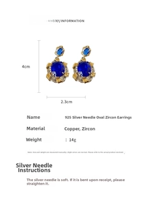 Spécifications détaillées des boucles d'oreilles vintage en zircon avec argent 925