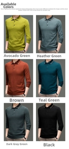 Detailansicht der verschiedenen Farben für Herren-Strickpoloshirts mit gestreiftem Kragen