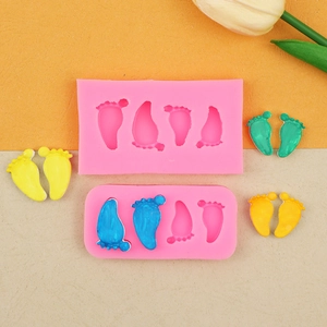 Moules en silicone rose pour empreintes de bébé, fondant et résine avec échantillons colorés