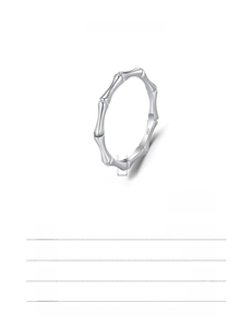 Detailed technical specifications of minimalist 925 sterling silver bamboo style ring