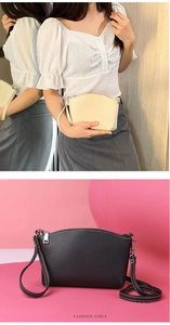Detail of mini crossbody bags in black and beige showing premium lychee texture