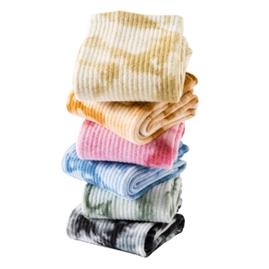 Bunte Batik-Yogisocken aus gerippter Baumwolle für Sport und Pilates im 6er-Set