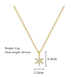 Details zur goldenen Schneeflocken-Halskette mit Zirkonia-Maßen und Kettenlänge
