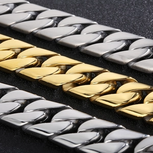 20mm stainless steel Cuban link bracelet for men in gold and silver finish