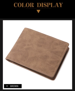 Close-up of brown litchi pattern leather wallet with detailed stitching and color label