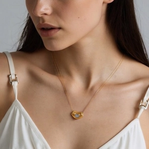 Stainless Steel Necklace And Earrings Cubic Zirconia Geometric Rectangle Pendant Snake Bone Chain Modern Fashion Jewelry