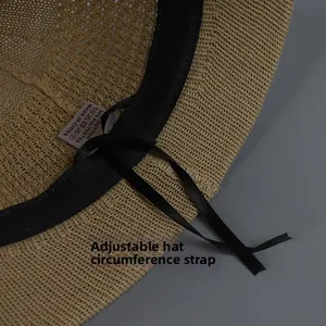 Detail of adjustable drawstring inside the breathable knitted sun hat for custom fit