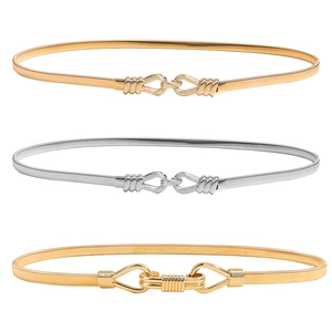 Elegant Metal Elastic Waist Chain Belt For Women Fashion Gold Silver Spring Link Strap Dress Decoration Hook Buckle
