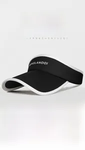 Detail of multi-color ice silk sun visors featuring wide brims and breathable knit fabric