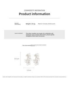 Detailed view of seed bead flower earrings with size 10.5x4.5cm and weight 20.4g