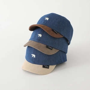 Cartoon teddy bear denim baseball caps with multi-color short brims for kids and toddlers