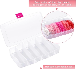 Clear storage case for DIY clay beads with separate compartments for organized jewelry making