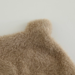 Winter brown faux mink fur baby beanie with cute cat ears and warm ear protection