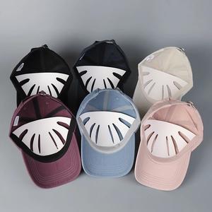 Washed cotton baseball cap set with letter embroidery and metal buckle in six colors