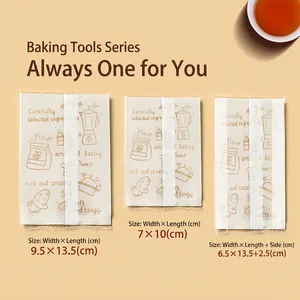 Frosted matte heat-seal bags for cookies and nougat with vintage baking illustrations