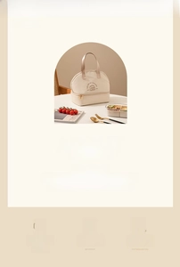 Detail of double-layer insulated lunch bag with reinforced handles and large capacity