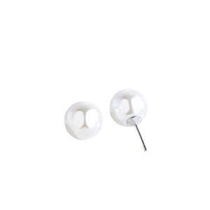 Elegant 925 silver stud earrings with large white round pearls on a clean white background