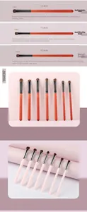 Detailed size guide for horse hair eye shadow brushes with specific dimensions in cm