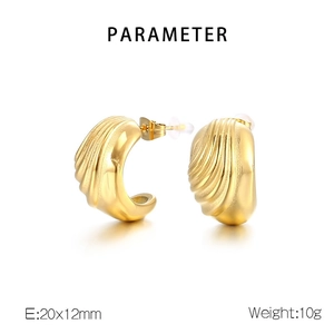 Detailed view of gold irregular textured hoop earrings with dimensions 20x12mm and 10g weight