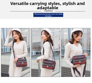 Ethnic striped canvas crossbody bag with multi-zipper pockets and adjustable strap