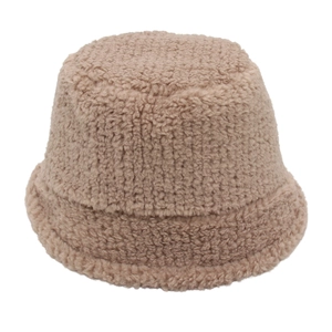 Plush Lamb Wool Bucket Hat Warm Thick Teddy Fleece Winter Windproof Soft Fisherman Cap For Women